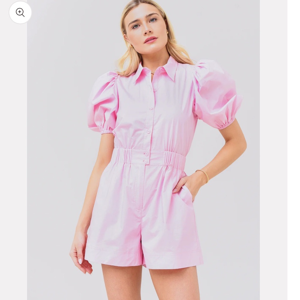 NEW Hunter Bell Pia Light Pink Puff Sleeve Romper